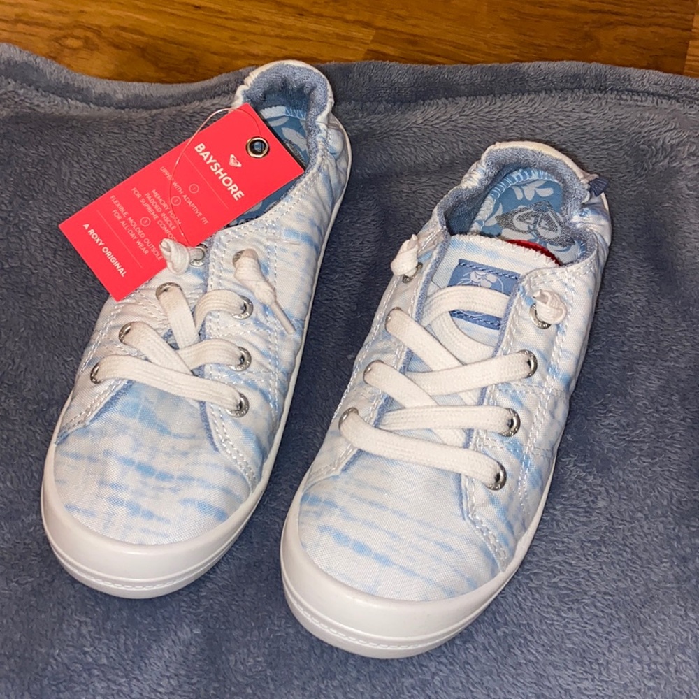 Blue & white slip on shoes